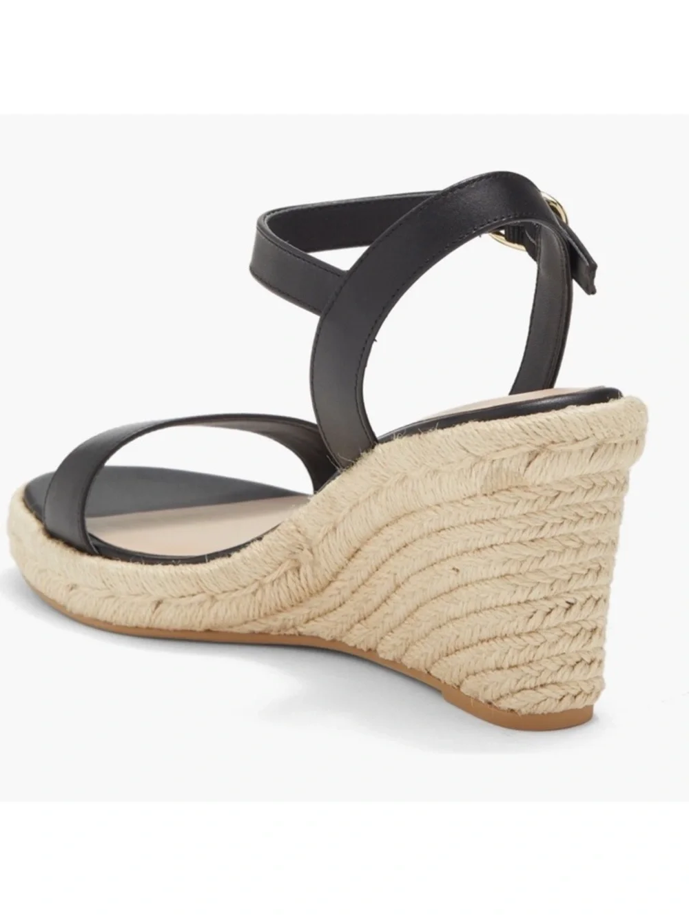 NIB Stuart Weitzman Teddi espadrille wedge sandals heels black leather 11.5